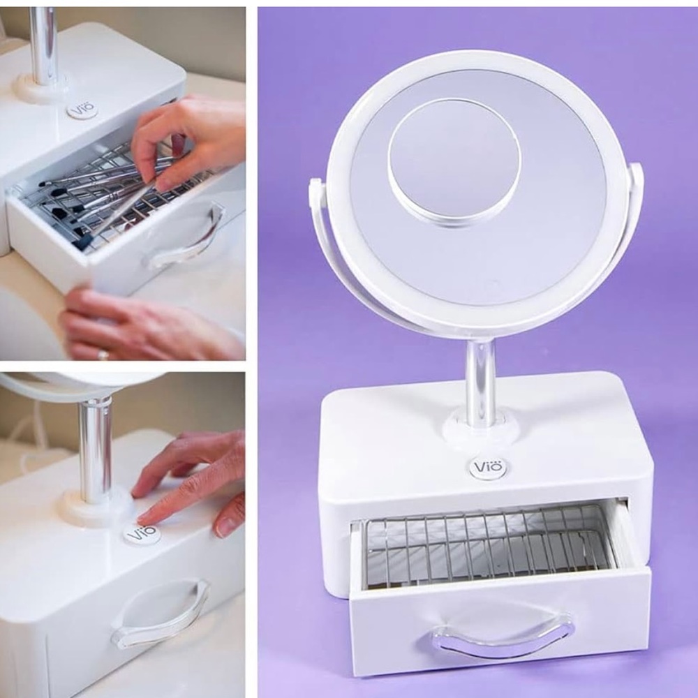 VIO MIRROR WITH SANITIZING DRAWERS. Brand new! Never removed from box.